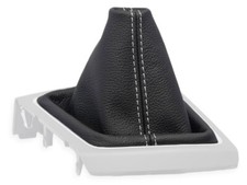 SCHALTMANSCHETT FUR HYUNDAI i20 II 2014-2020 SCHALTSACK LEDER SCHWARZ NAHT WEISS