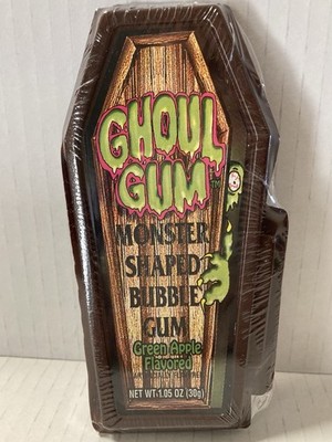 Vintage 1990's Uniconfis GHOUL GUM Monster Shape Green Apple Bubble Gum--NOS