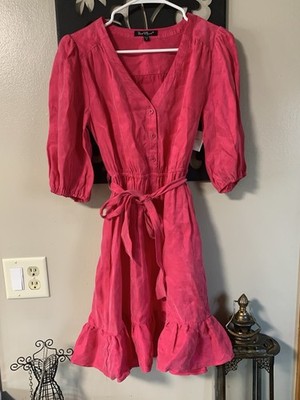 Velvet Heart Darcie, Ruffled, Hem, Belted Hot Pink Dress. New Size Small |  eBay
