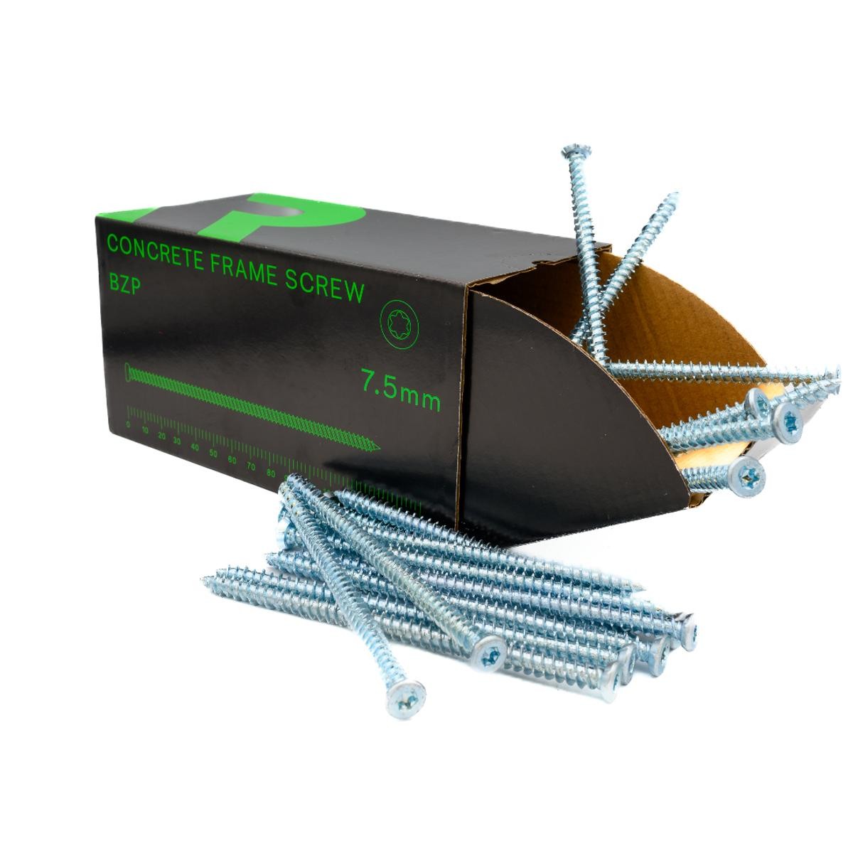 RIKA Concrete Frame Screw 7.5 x 132mm 100pk BZP Torx-drive T30 Head Self Tapping