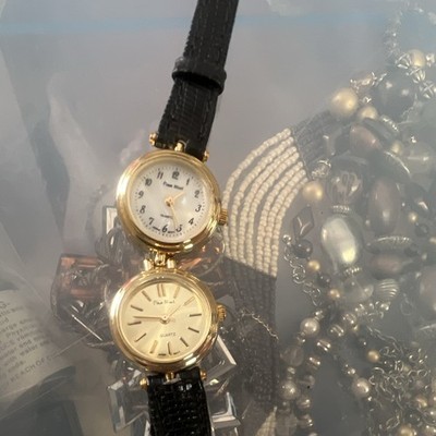 Pierre Nicol Women s Dress Quartz Watch White/Gold Dial Black Leather Gold Case