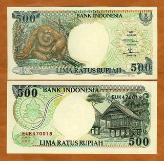 Indonesia 500 Rupiah 1992/1999 P 128 UNC Orangutan