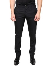 Dolce & Gabbana Black Wool Skinny Men Dress Men's Pants Authentic