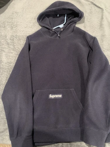 SWEATSHIRT À CAPUCHE POLARTEC SUPRÊME bleu marine moyen FW21 TNF boîte logo bogo