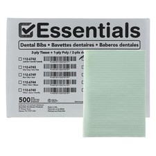Essentials Patient Bibs   2-Ply Tissue/Poly, 13  x 18  , 500/Case, Green, Disposa