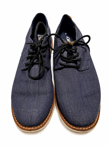 TOMS Blue Cotton Lace-Up Sneaker Shoes Men's US 10 Round Toe Solid Casual