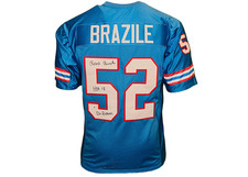 Robert Brazile Signed Houston Blue Football Jersey JSA HOF Inscription