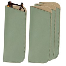 4Pcs Soft Eyeglass Cases Leather Sunglass Case Portable Glasses Pouch Green