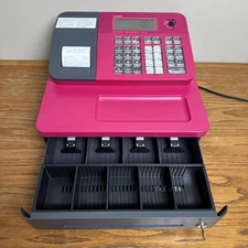 Casio Cash Register SE-G1 POS System Magenta Pink W/ Keys - Tested Works