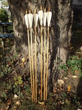 LONGBOW ARROWS PINE 5/16" DIA. 28"DL 4" FLETCH SELF NOCKS BRASS POINTS X 6