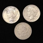 US LOT 3 DIFFERENT MORGAN PEACE SILVER DOLLARS 90% COINS 1921 1922 1926 NR!