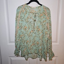 Spell & The Gypsy Maisie Blouse Size Small Ruffle Turquoise Shirt Top Floral