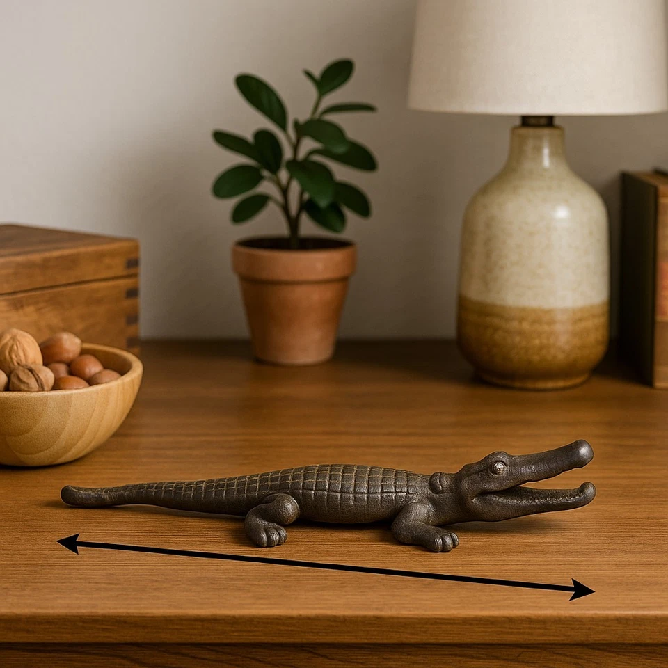 Vintage Mid-Century Cast Iron Alligator Nutcracker 2-Piece Solid Metal - Image 2 of 4