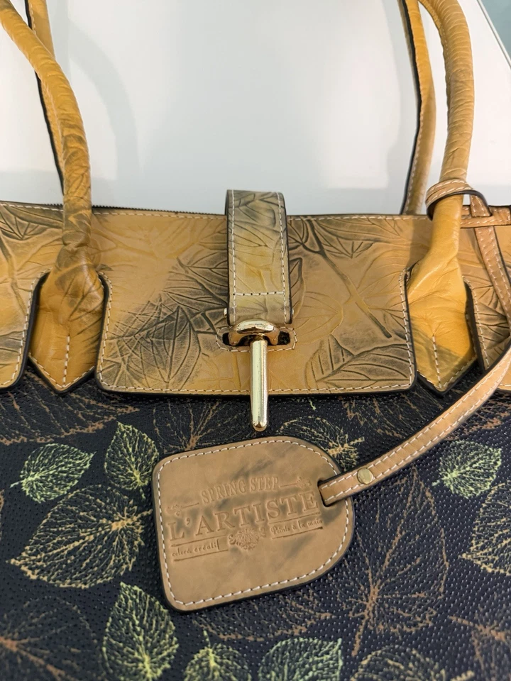 Bolso de Mano Spring Step L'Artiste Hb Galexia Csmc Amarillo/Negro/Verde Hojas Foto 3 de 4