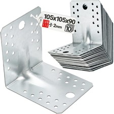 10 X Winkelverbinder Lochplattenwinkel 90 Grad Bauwinkel mit Steg 105x105x90 mm