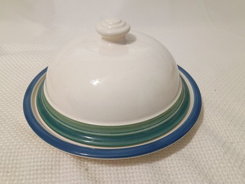 Pfaltzgraff Pottery Stoneware Ocean Breeze Domed Butter/Cheese Dish With Lid 7"