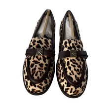 Kate Spade New York Cow Fur Deco Bow Loafer Downtown Leopard Print Women 6B NWB