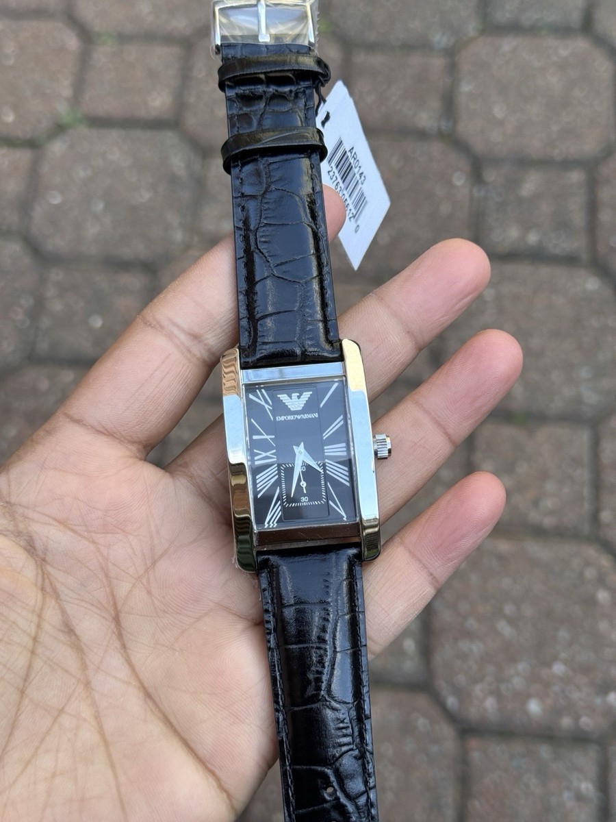 Emporio Armani Mens Watch 27mm Roman Dial Black Leather Rectangle New Battery Emporio Armani Mens Watch 27mm Roman Dial Black Leather  main image 3