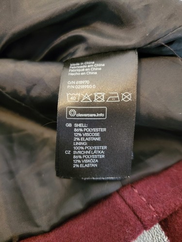 H&M Womens Burgundy Peacoat Jacket Size 2 Double Breasted Winter Coat - Picture 9 of 9