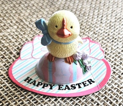 Vintage 1985 Happy Easter Chick On Egg 2'' Figurine York Dist. Hong Kong