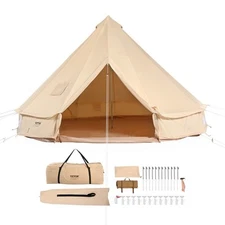 VEVOR Canvas Bell Tent 5m/16.4ft 4-Season Camping Yurt Tent with Stove Jack