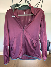 Nike Dri-FIT Women  s Burgundy Track Jacket Full Zip Zipped Pockets Size S