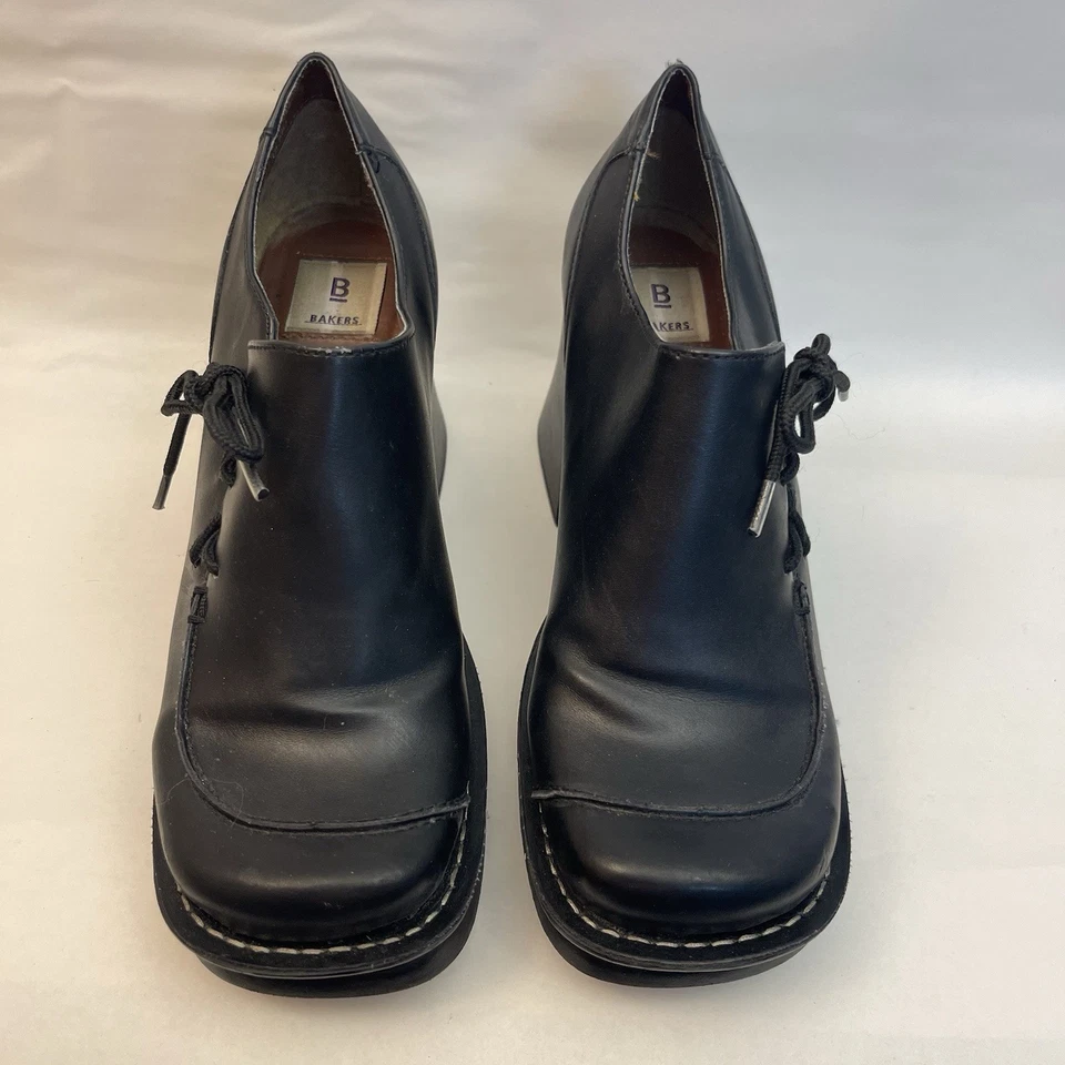 复古 90 年代 Bakers 黑色 Y2K 厚底粗跟 5.5 码维多利亚 — 第 4/4 张图片