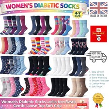 3/6/12 Pairs Womans Diabetic Socks Ladies Non Elastic Gentle Loose Top Soft Grip