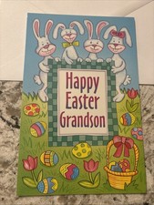Happy Easter Grandson With Love Colorful Eggs 5'x7.75" Stockwell Greeting Card