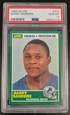 1989 Score BARRY SANDERS Rookie Card PSA 10 Gem Mint Graded RC LIONS #257!!!