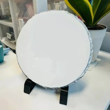 US Stock 10 Pack 7.6" Round Glossy Plain Sublimation Photo Slate Blanks w/ Stand