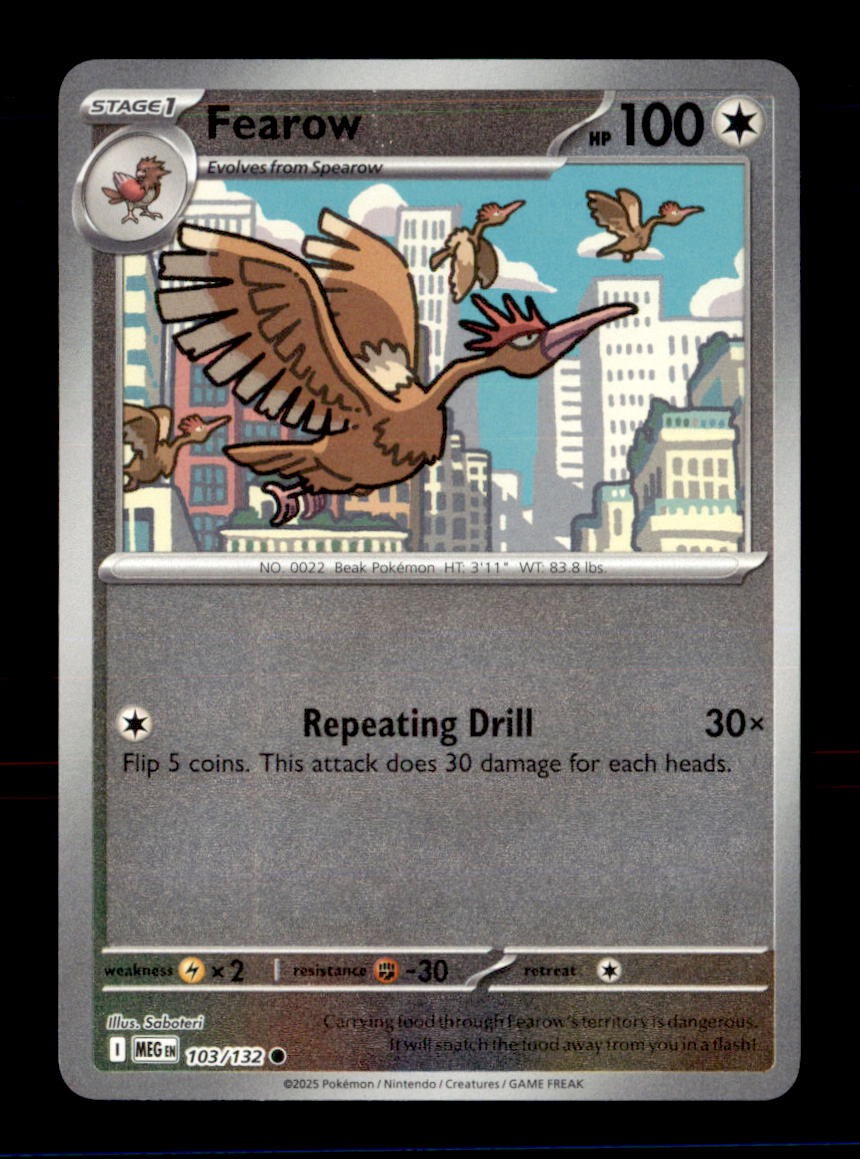 Fearow 103/132 Common Mega Evolution Pokemon Reverse Holo Near Mint