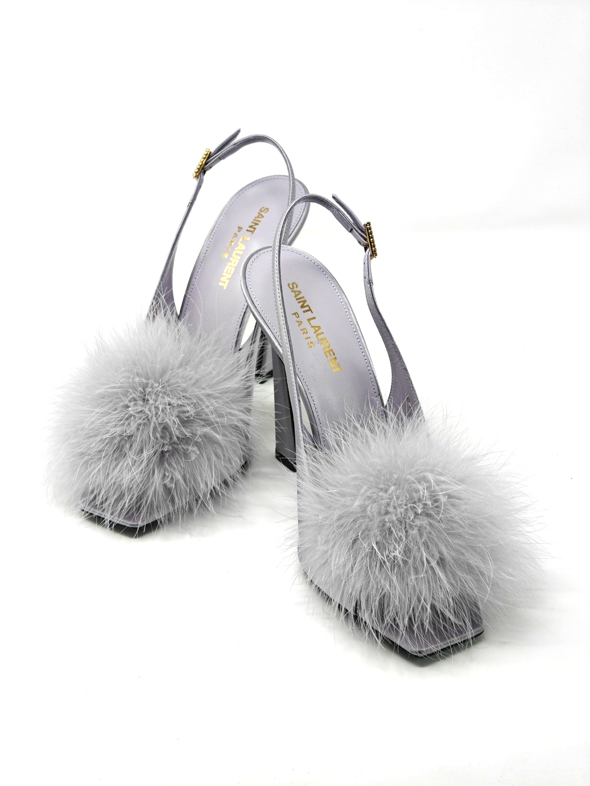 Saint Laurent YSL Mae Blanco Slingback Lavanda EU 38 5 UK 5 5 US 8 5 14583G