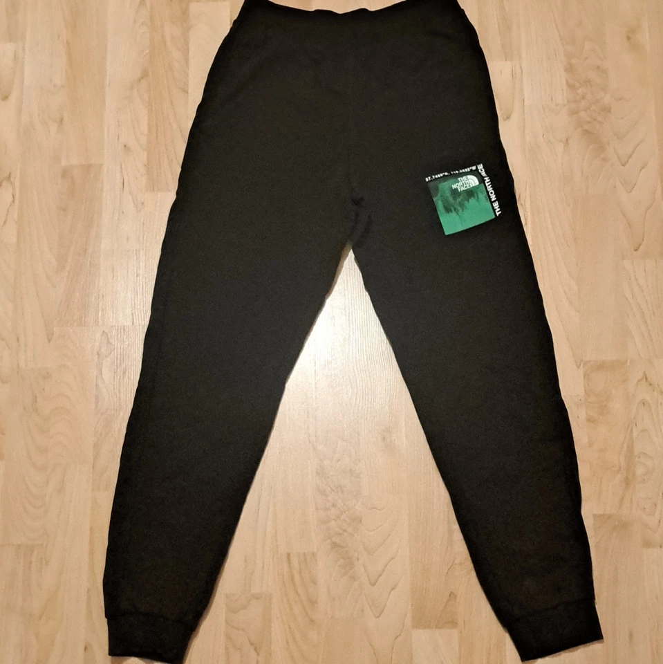 The North Face pantalon de jogging homme S noir vert logo coton regular fuselé - Photo 1/4