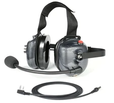 Behind-Head Two-Way Radio Headset Carbon Fiber Style For Kenwood Baofeng