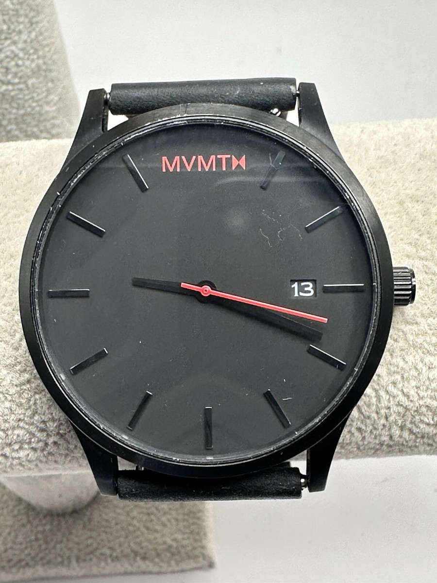 MVMT Mens Watch M62 New Battery 45MM Black Leather Band E20