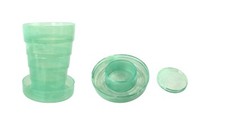 Stanhome Green Swirly Plastic Folding Collapsible Cup Pill Compartment