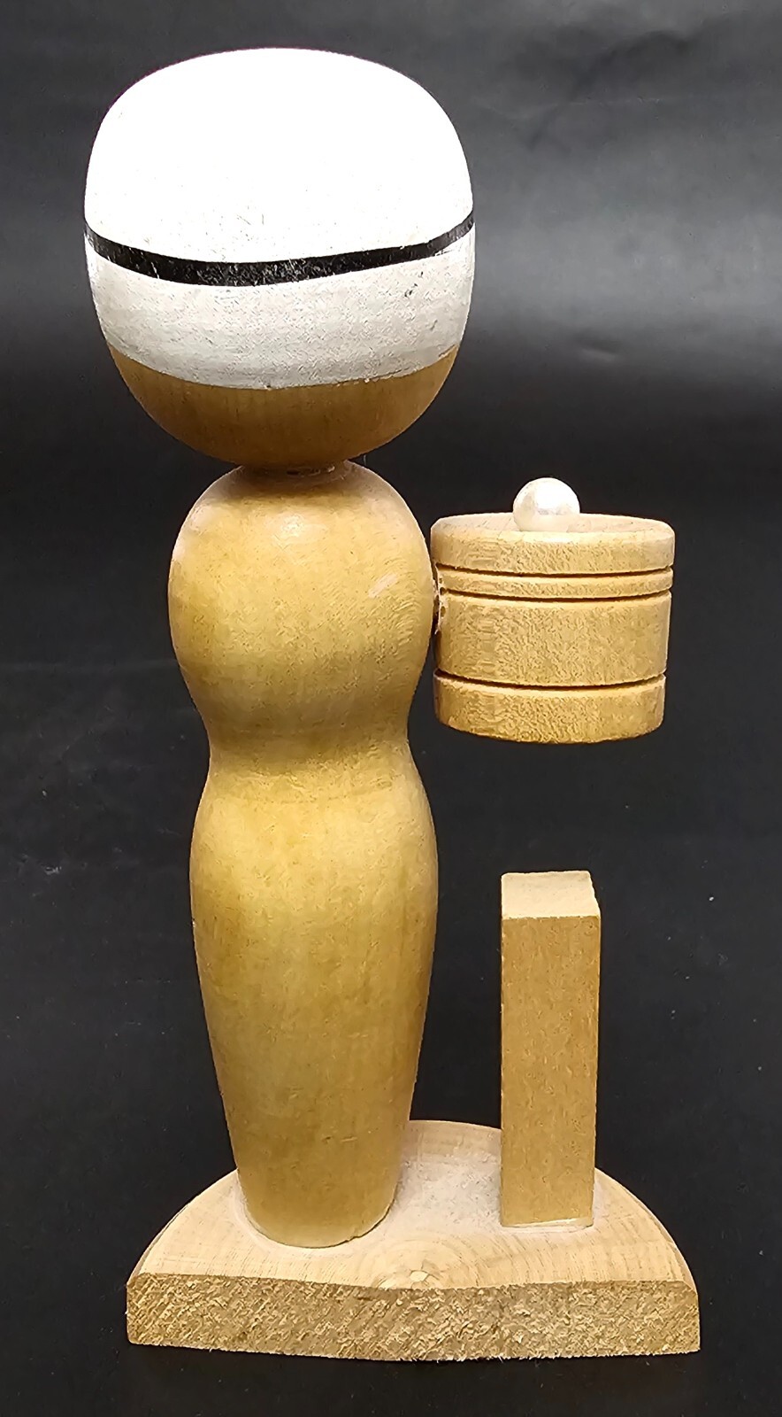 Wooden Japanese Kokeshi Doll Hand-Painted 6" Signed  Vintage