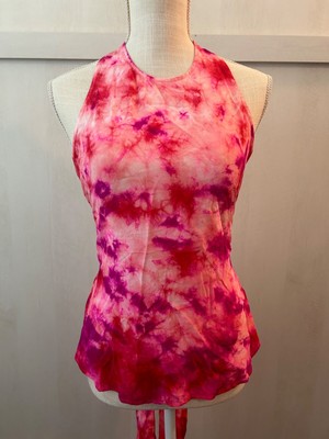 NWT $288 Trina Turk Size S Pink Blaze Silk Top Halter Style Sleeveless