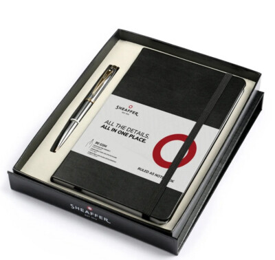 Sheaffer 100 Kugelschreiber G9340 Hell Chrom Mit Gold Rand & A5 Liniert