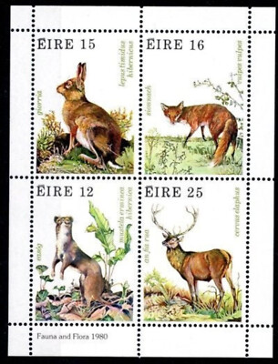IRLAND EIRE 1980 FAUNA UND FLORA HASE FUCHS HIRSCH HERMELIN BLATT NEU