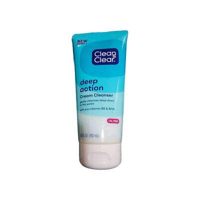 Clean & Cleart Deep Action Cream Cleanser with Pro- Vitamin B5 & BHA. Oil Free.