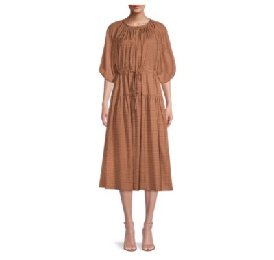WEEKEND MAX MARA Lola Plaid Peasant Dress size 10