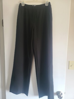 women's black polyester dress pants Hancock Women Black Solid Polyester Viscose & Elastane Wide Leg Formal  Trouser main image 0