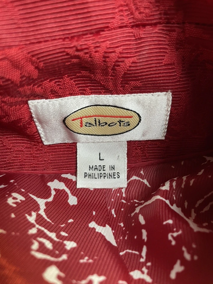 Talbots Blazer Size L Cotton Blend Jacquard Style Double Breasted Pockets - Image 2 of 4