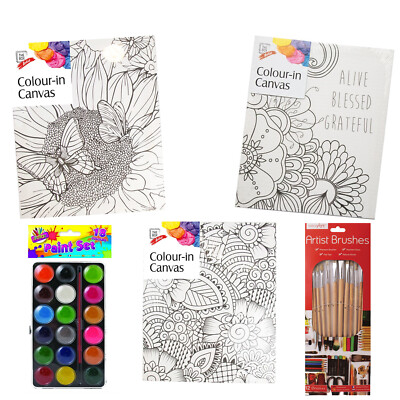 designs canvas paint artist painting kits flowers butterfly uk wooden frame   ebay