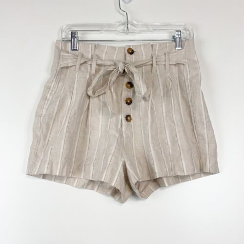 Abercrombie & Fitch Shorts Womens Small Paperbag Waist Linen Belt High Rise New  - Picture 1 of 7