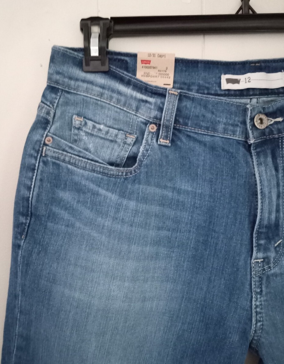 New LEVIS 515 Stretch Capri Jeans Womens Sz 12 Cropped Capris Cuffed