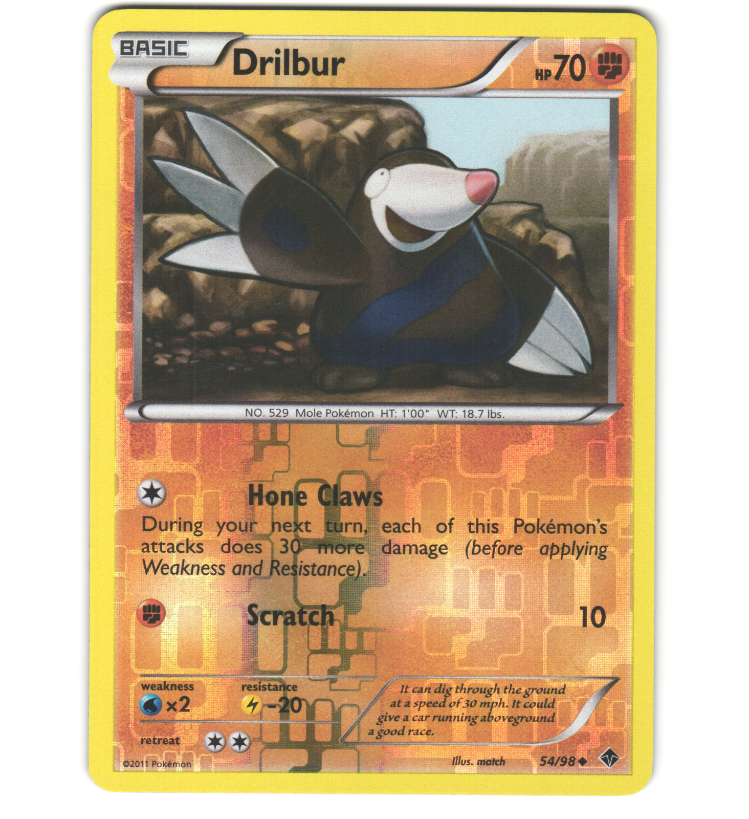 Pokemon 2011 Near Mint NM Drilbur Emerging Powers REVERSE 54/98 Card