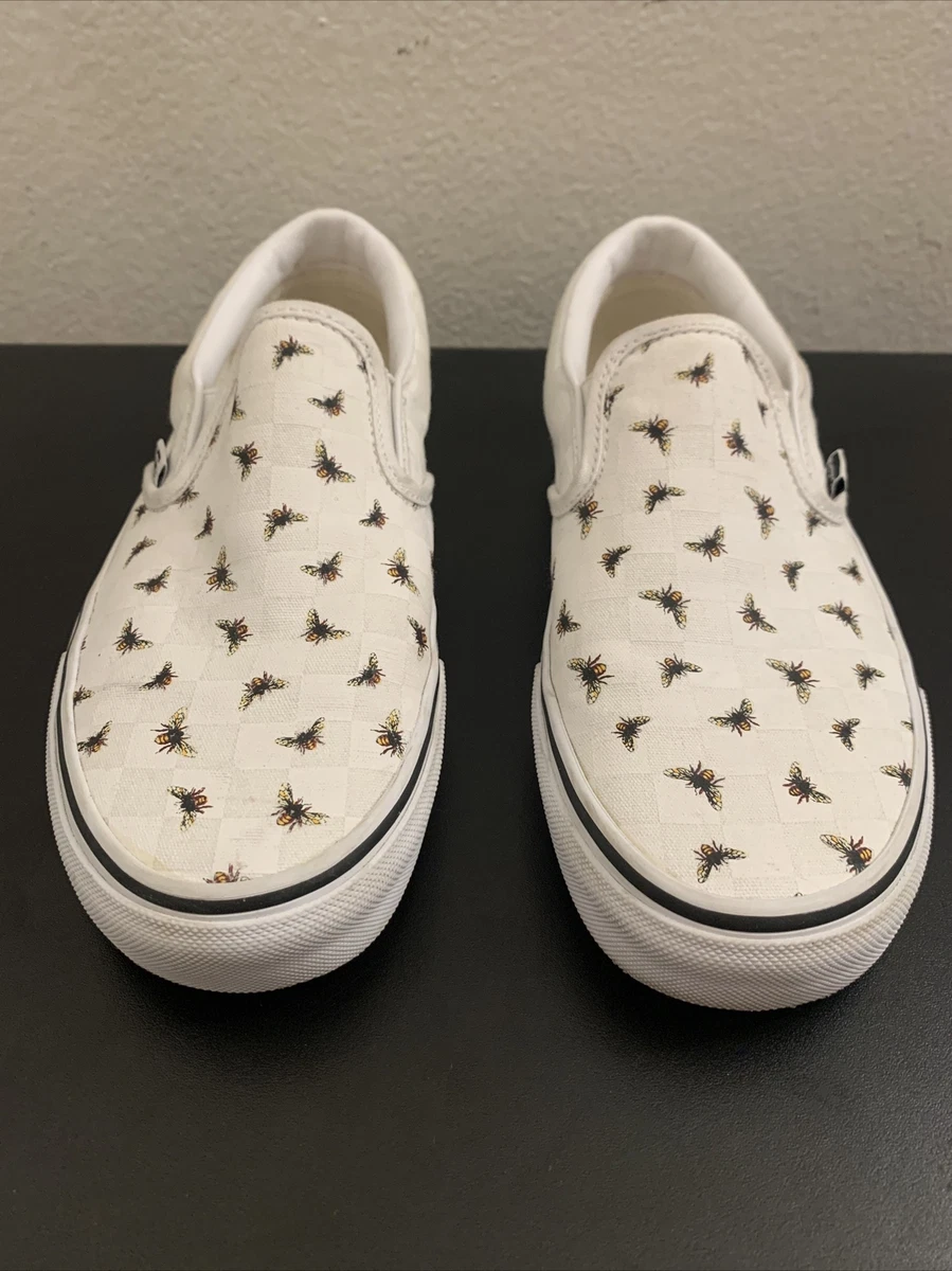White slip on vans womens size 6 on sale